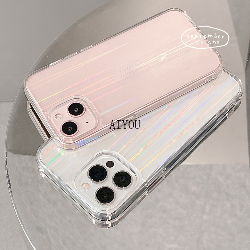 Case Bahan Akrilik Transparan Warna Gradasi Pelangi Untuk iPhone 14 Pro Max 13 X XS Max XR 12 Mini 11 Pro Max 6 6S 7 8 Plus