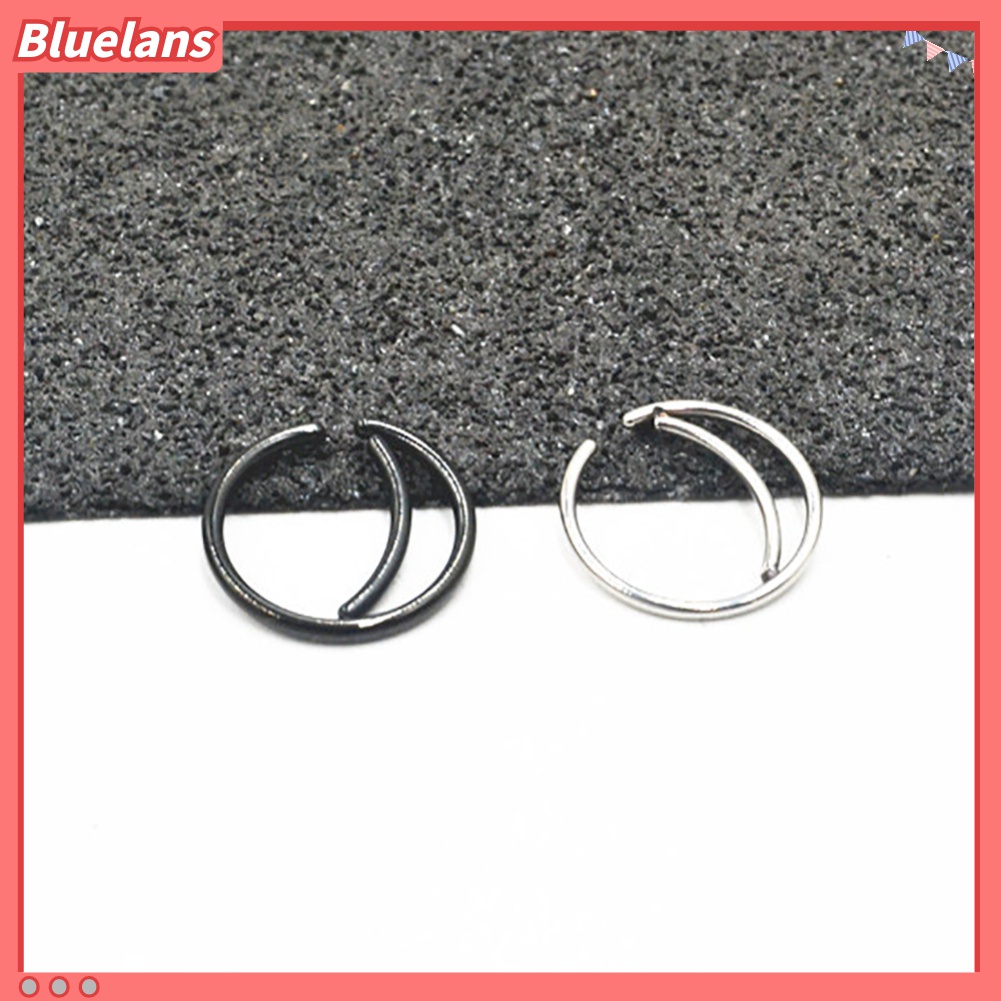 1pc Cincin Hoop Hidung Bentuk Bulan Bahan Stainless Steel Gaya Indian