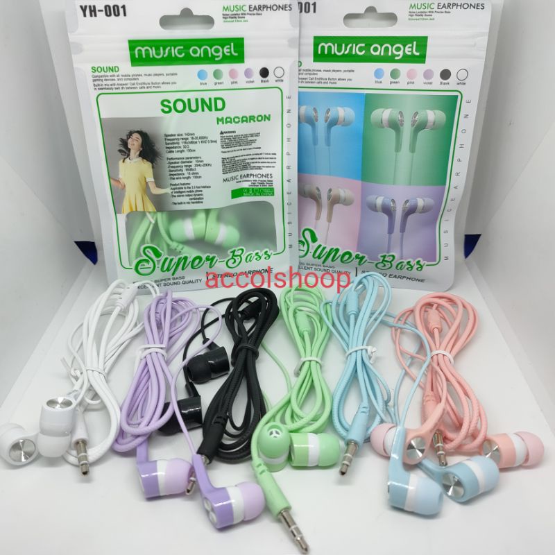 Handsfree Musik Angel Macaron Headset Macaron Super Bass