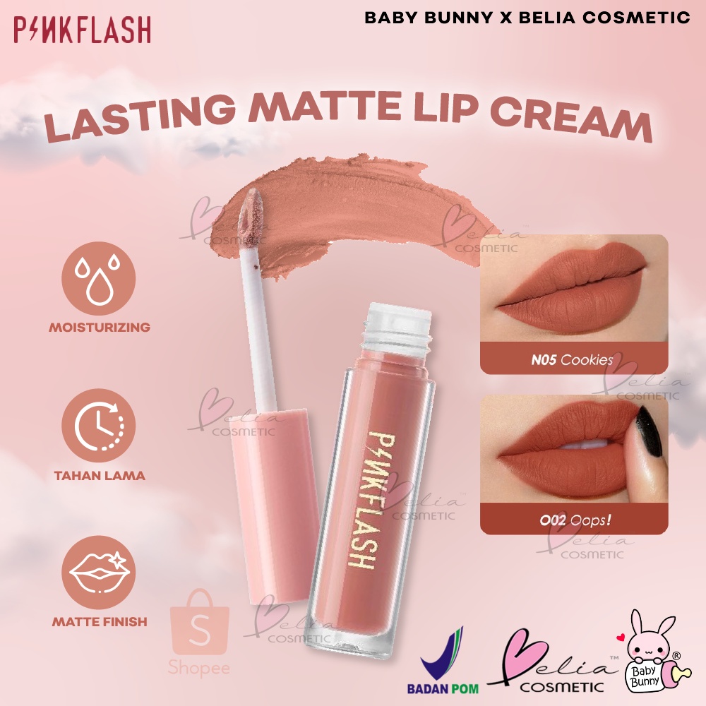 ❤ BELIA ❤ PINKFLASH Lasting Matte Lip Cream | Lipcream | Pink Flash | BPOM PF-L01