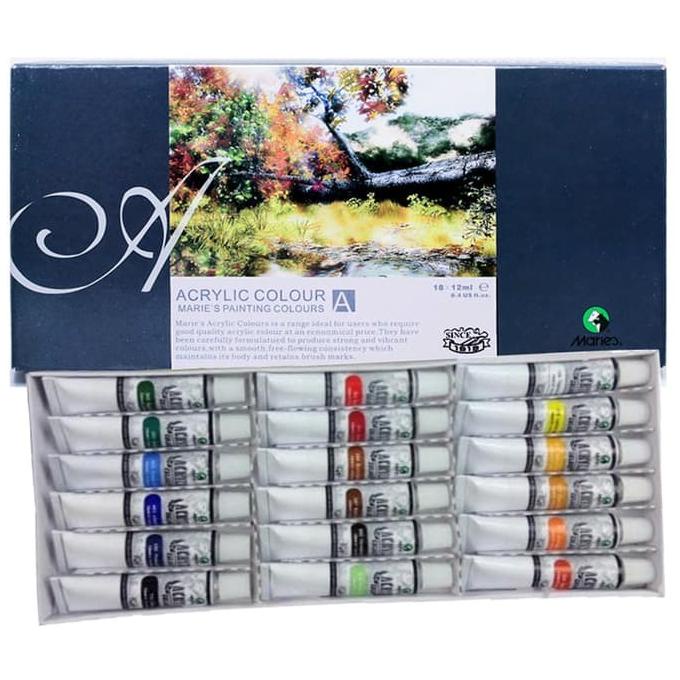 

[COD] Maries Acrylic Color Set 18 - 818B / Cat Akrilik 18 warna STOK TERBATAS Kode 510