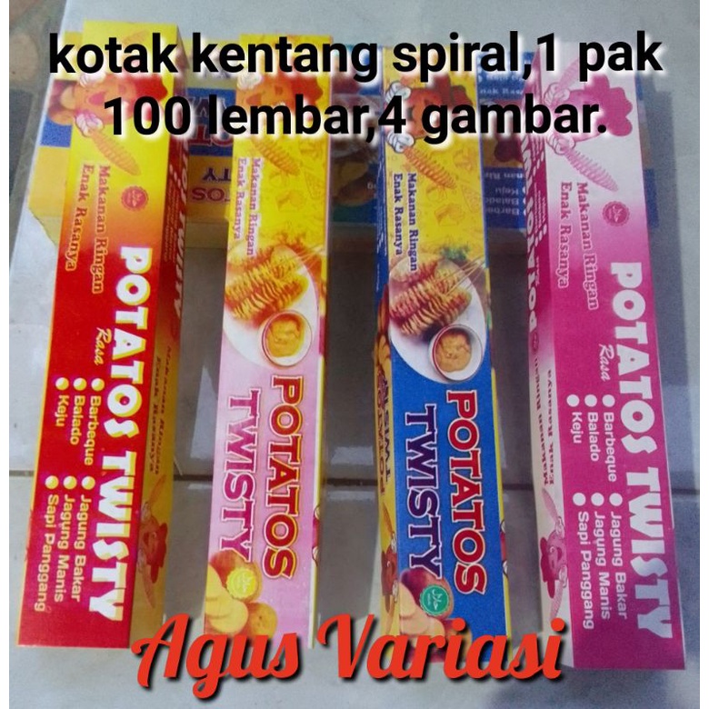 

kertas kotak kentang ulir/kertas kentang potatostwisty bahan berkualitas di lapisi almunium foil.
