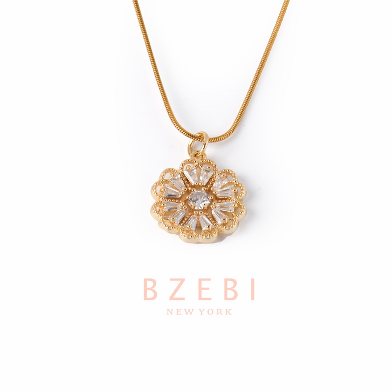 Kalung Emas 18k Dengan Liontin Berlian Bahan Titanium Steel Anti Karat Gaya Korea Untuk Wanita 156n