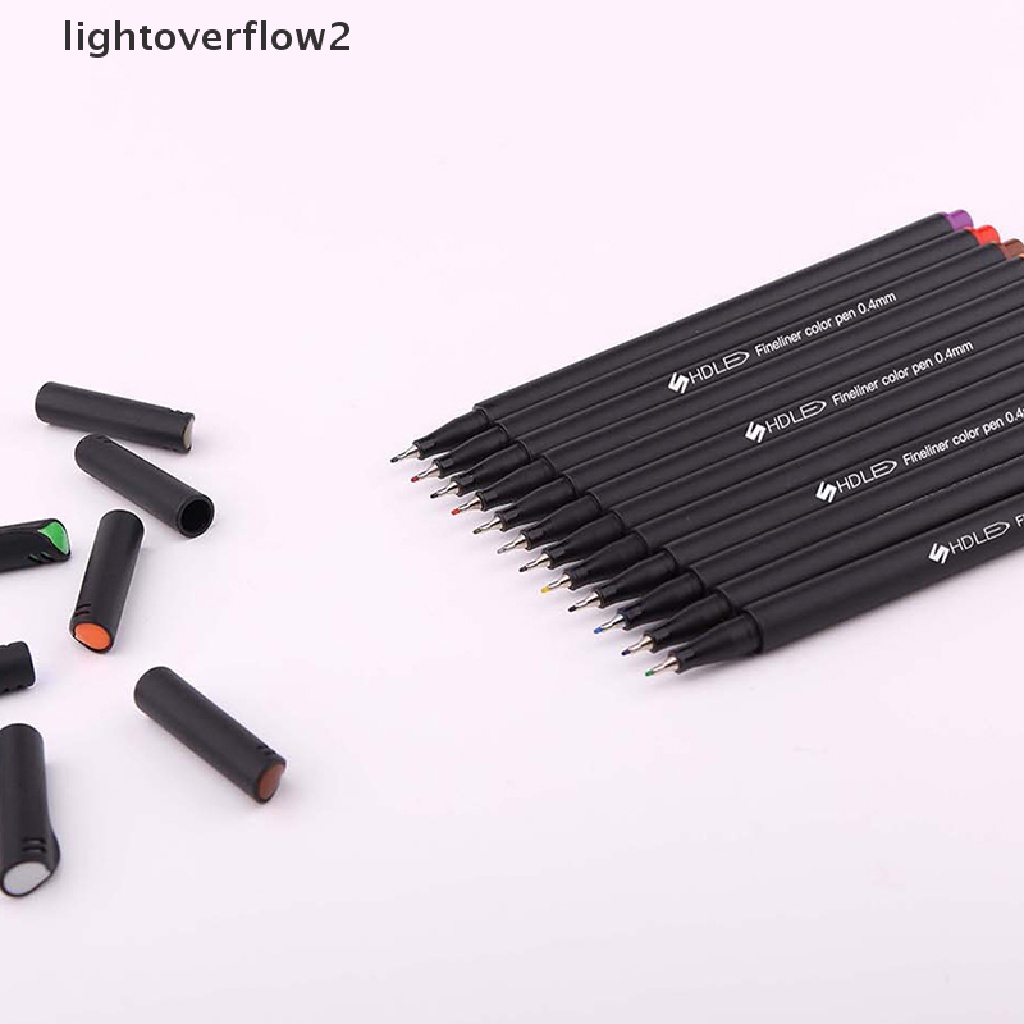 (lightoverflow2) 12pcs / Set Spidol Warna Fine Point Untuk Menggambar