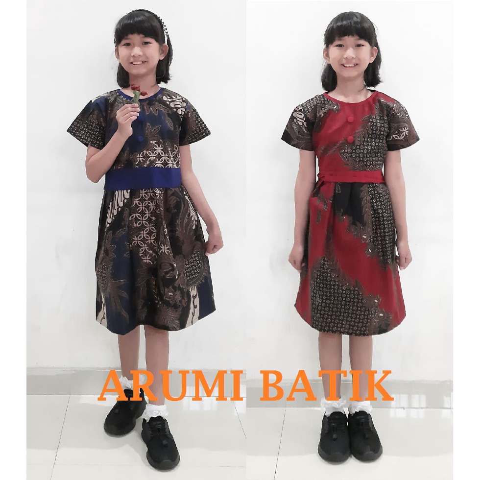 Dress Baju Batik Sekolah Anak Perempuan Balita TK SD PAUD 3159