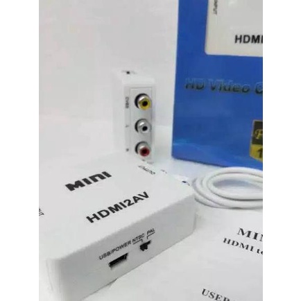 Converter For HDMI To RCA AV / Mini HDMI2AV / Mini hdmi2av tv tabung / Mini Box Hdmi 2AV Converter A
