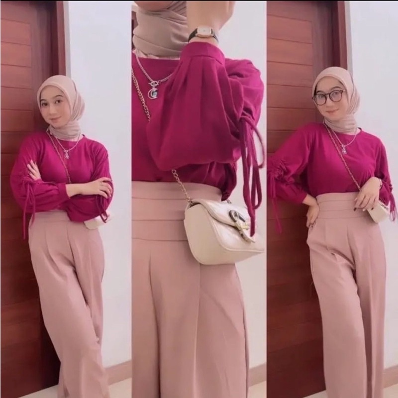 BEFAST - ZRD OOTD Blouse UTHA / Ghema Puff / Blouse Wanita Model Terbaru / Pakaian Modis Wanita / Blouse Lengan Panjang Serut / Fashion Casual Wanita / Blouse Polos / OOTD Remaja Wanita Kekinian / Trendy / Termurah