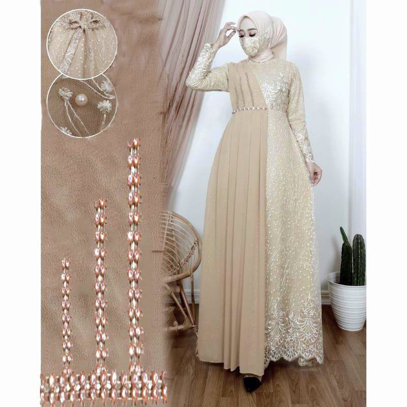 Gamis NAILA Gamis Brukat Terbaru Baju Wanita Jumbo Abaya Kebaya Dress Muslim Gamis Kondangan Dress Kondangan Size M L XL XXL 3L