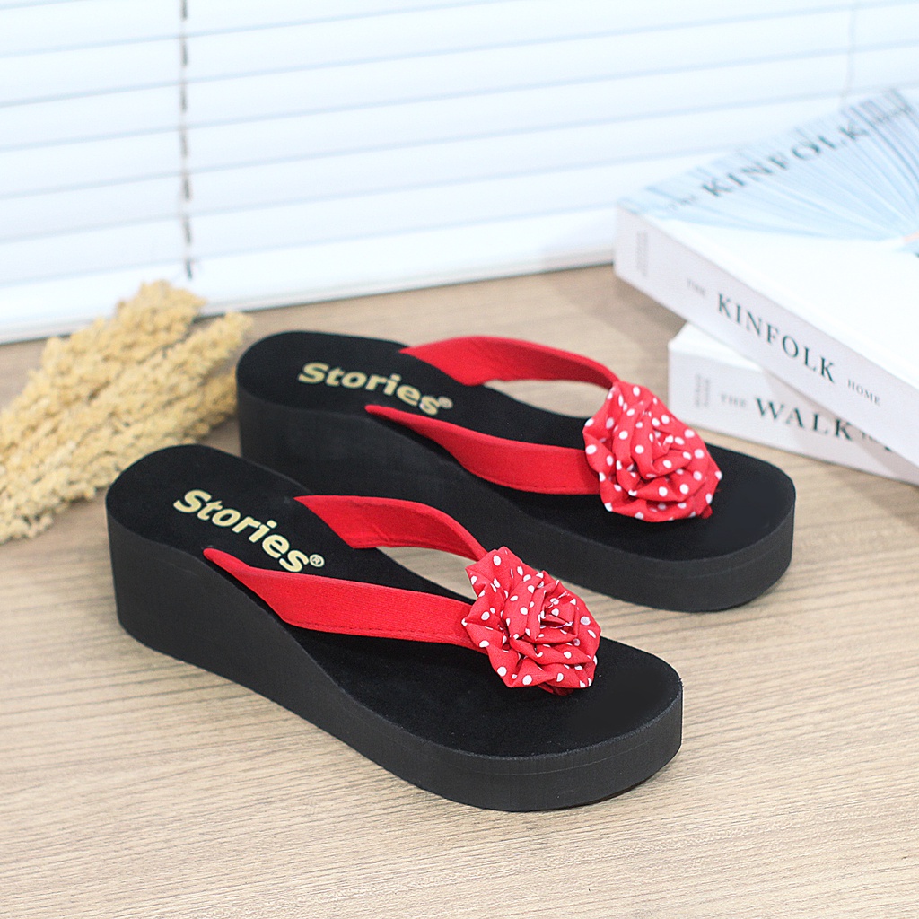 Sandal Wedges Sandal Wanita Bunga
