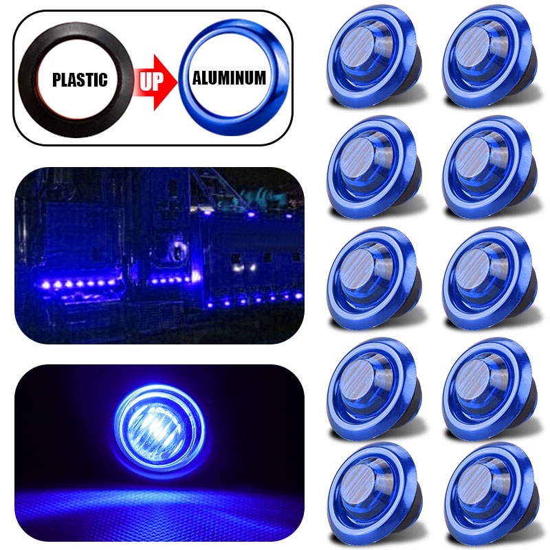 10 PCS Lampu Indikator LED 12V Bentuk Bulat Untuk Truk Bus Trailer Perahu Motor