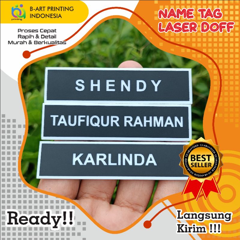 LANGSUNG KIRIM ! NAME TAG LASER PREMIUM GRAFIR GRAVIR GRAVIER FULL DOFF DAN LIST PUTIH Nama dada / Nama Hitam / nama grafir / Name tag Grafir / nama PDH / nama dada grafir/ dop grafir /nama dada dop