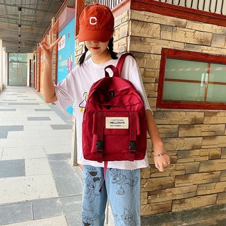 Tas Ransel Sekolah Laptop Wanita Original Fashion Korea Hellouyk Bahan Kanvas