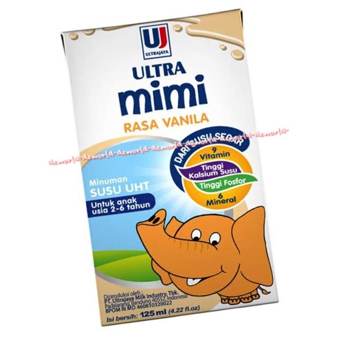 Ultra Mimi Kids 125ml Susu Ultra UHT Untuk Anak Anak Rasa Full Cream Stroberi Coklat Vanila Susu Cair Siap Minum Mimi Milk Drink