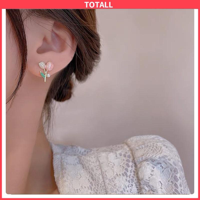 COD Anting S925 Silver Plated Soft Tulip Earrings Female Earrings Asesori-Totall