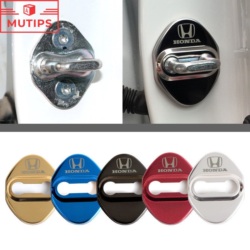 4pcs Cover Pelindung Kunci Pintu Mobil Bahan Stainless Steel Untuk Honda Freed Brio City Civic CRV HRV BRV Accord Jazz