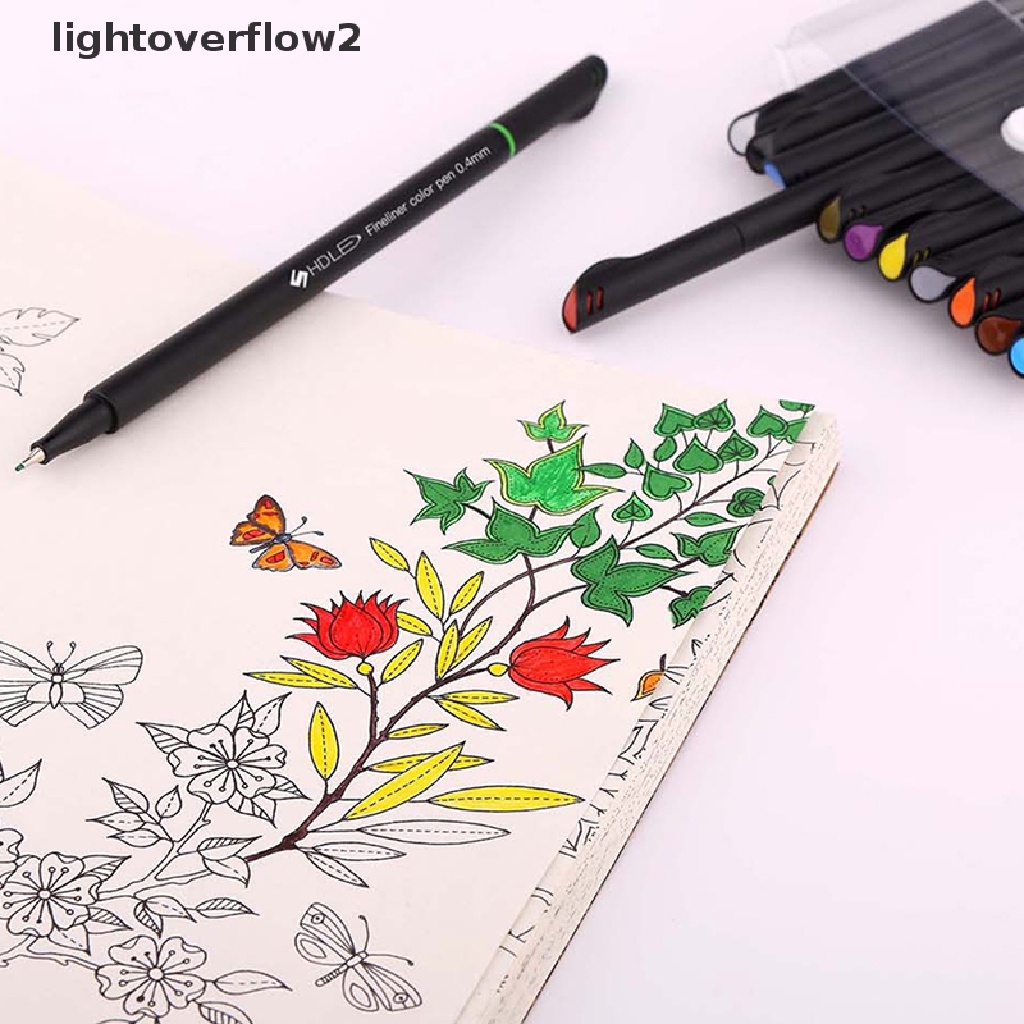 (lightoverflow2) 12pcs / Set Spidol Warna Fine Point Untuk Menggambar