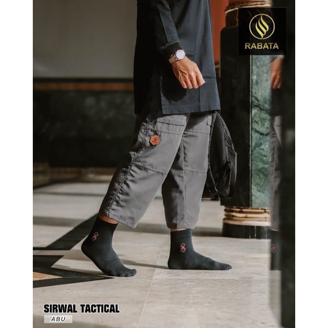 Celana Sirwal Ikhwan Muslim Pria Dewasa Syar'i Laa Isybal Ukuran S M L XL Warna Hitam Abu Olive Krem Hijau Army Bahan Katun Drill Halus Model Cargo Tactical Cingkrang Pangsi Premium ABDUL AZIZ