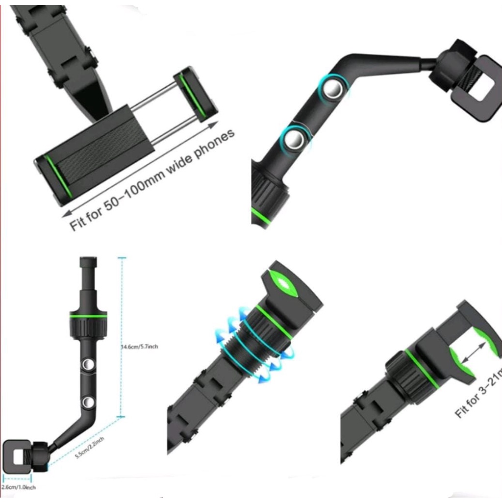 Holder HP Mobil Universal Gantung 360' Mirror Kaca Tengah Mobil Jepitan