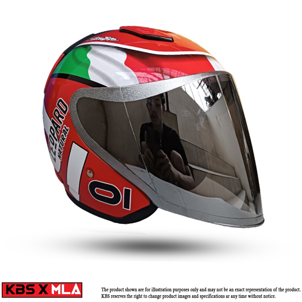 HELM HALF FACE KBS MLA DJ MARU MOTIF SOLID KACA SINGLE VISOR GOLD UNTUK PRIA DAN WANITA DEWASA COD