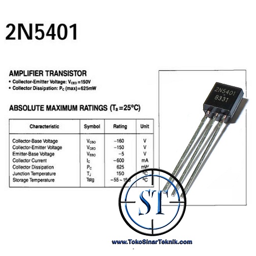 x10 Transistor 2N 5401 PNP TO-92 2N5401 150V 600mA High Voltage Amplifier 2N-5401 isi 10