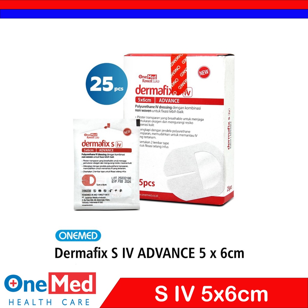 Dermafix S IV Dressing Advance 5 x 6 Cm OneMed box isi 25pcs