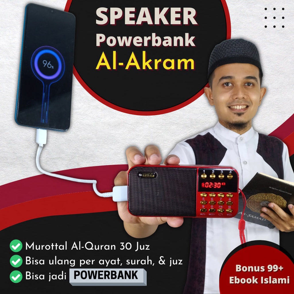 SMART SPEAKER POWERBANK Al-Akram, Speaker Quran Powerbank, Speaker Quran Alakram, Speaker Aktif, Spe
