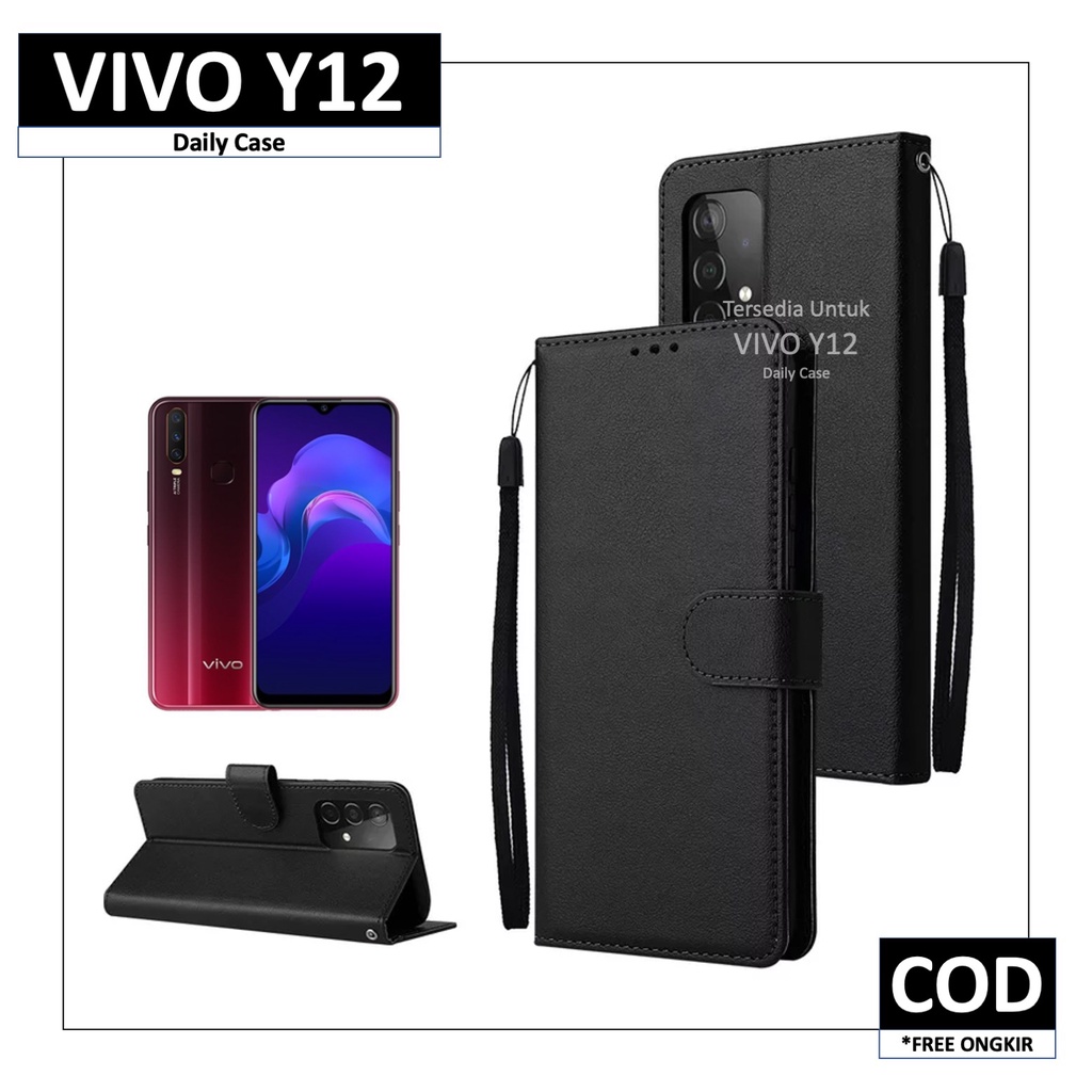 Case VIVO Y12 | Y12A | Y12i | Y12s Flip Casing Kulit Kesing Pelindung HP