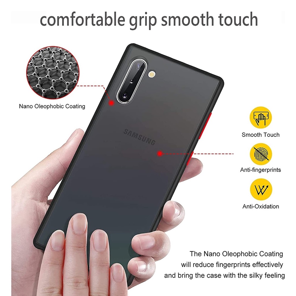 Frosted Shockproof Designed For Samsung A53 A73 A33 A23 A13 A52 A52s A72 A32 A22 A12 A51 A71 A31 A11 A21s A10 A10s Case Smoke Hitam [Military Grade Drop Tested] Semi-Clear Soft Side Ultra Casing Hard Back &amp; Slim Protective Black Translucent 4G 5G Galaxy S