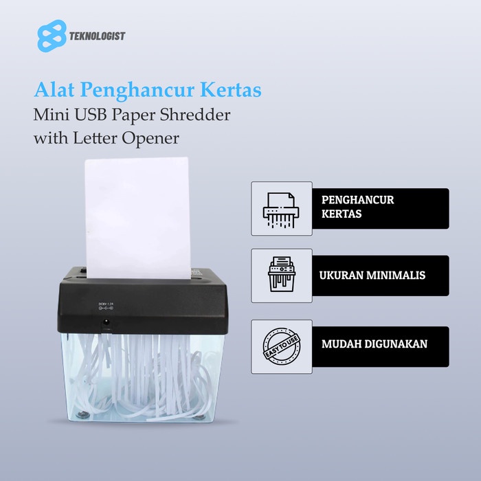 

Premium Alat Penghancur Kertas Mini Usb Paper Shredder With Letter Opener