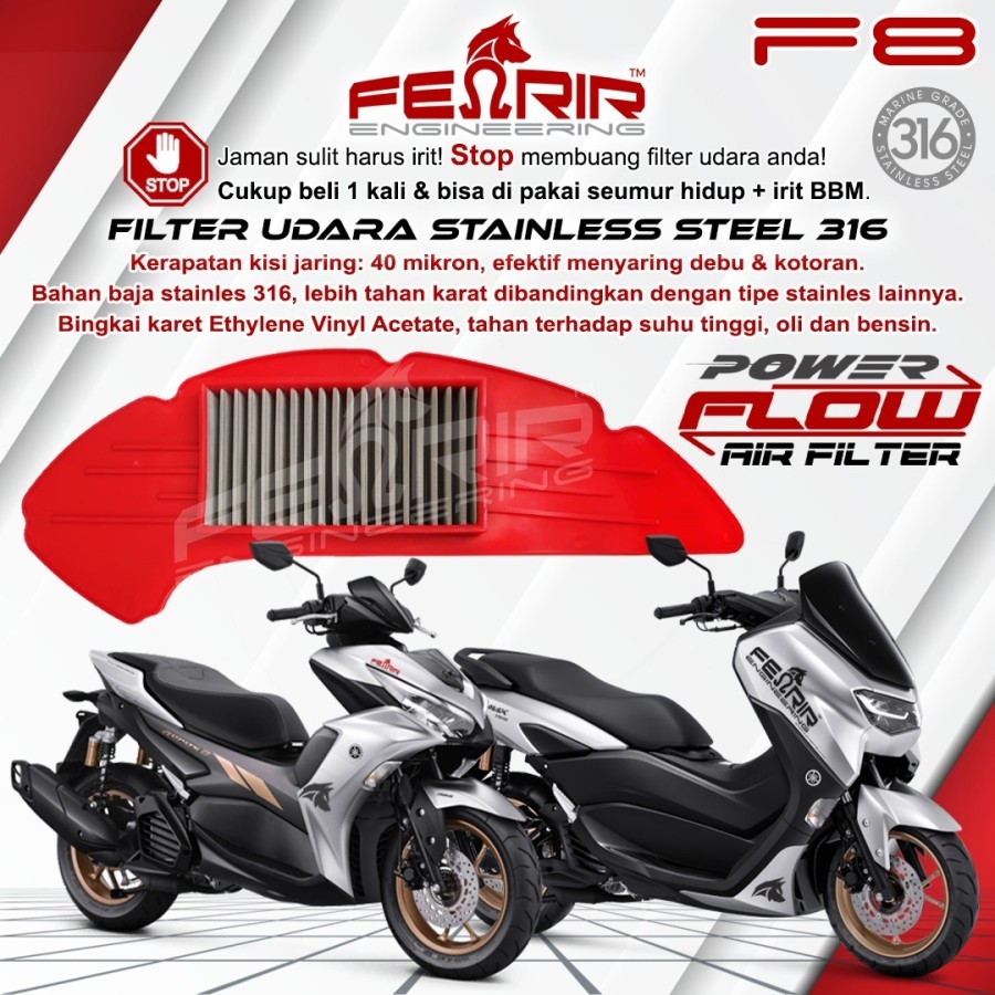 Filter Udara Fenrir Stainless Steel F8-FY3 New Nmax New Aerox