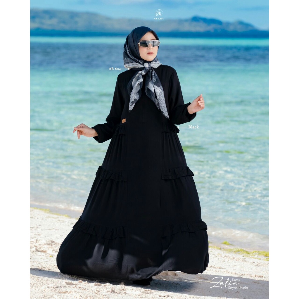 Zalia Dress | Dress Arrafi Polos | Gamis Terbaru Kekinian | Arrafi Moeslemwear