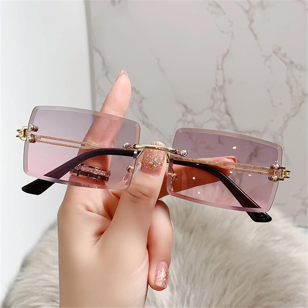 Lily Kacamata Hitam Persegi Panjang Ultralight UV400 Metal Frame Sunglasses Untuk Wanita