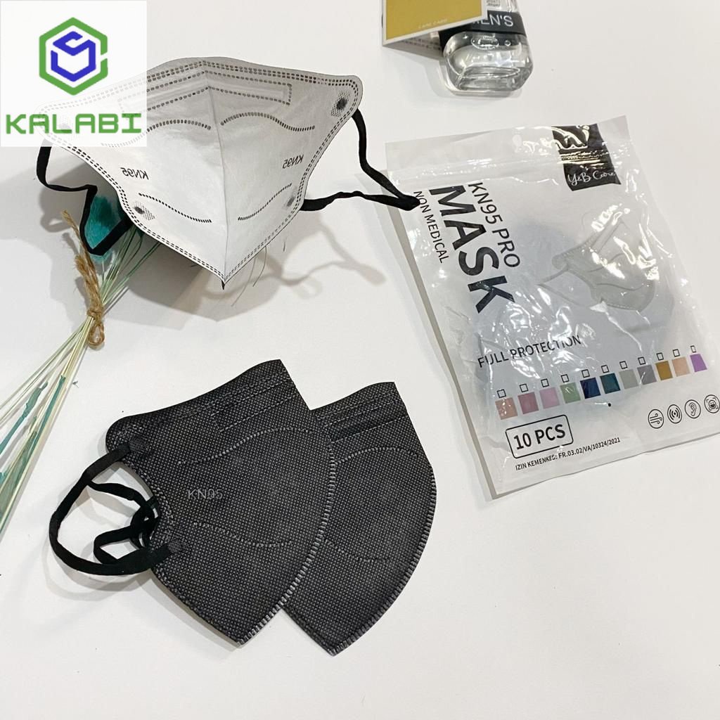 Masker KN95 Pro Hitam dan Abu Tua 4 ply isi 50 pcs