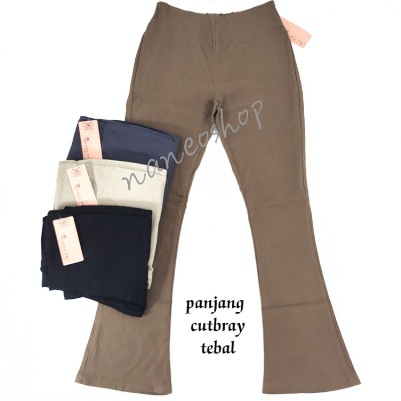 Celana panjang wanita Cutbray Stretch tebal Simple Me