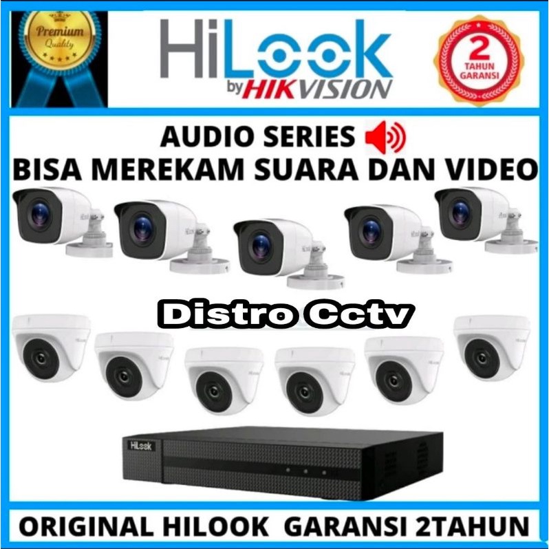 Paket Camera Cctv Hilook 16ch 2mp Audio Series Built-in Mic 11 Kamera Cctv indoor Outdoor 2 MP 16 Channel Hilok Komplit Full HD 1080p