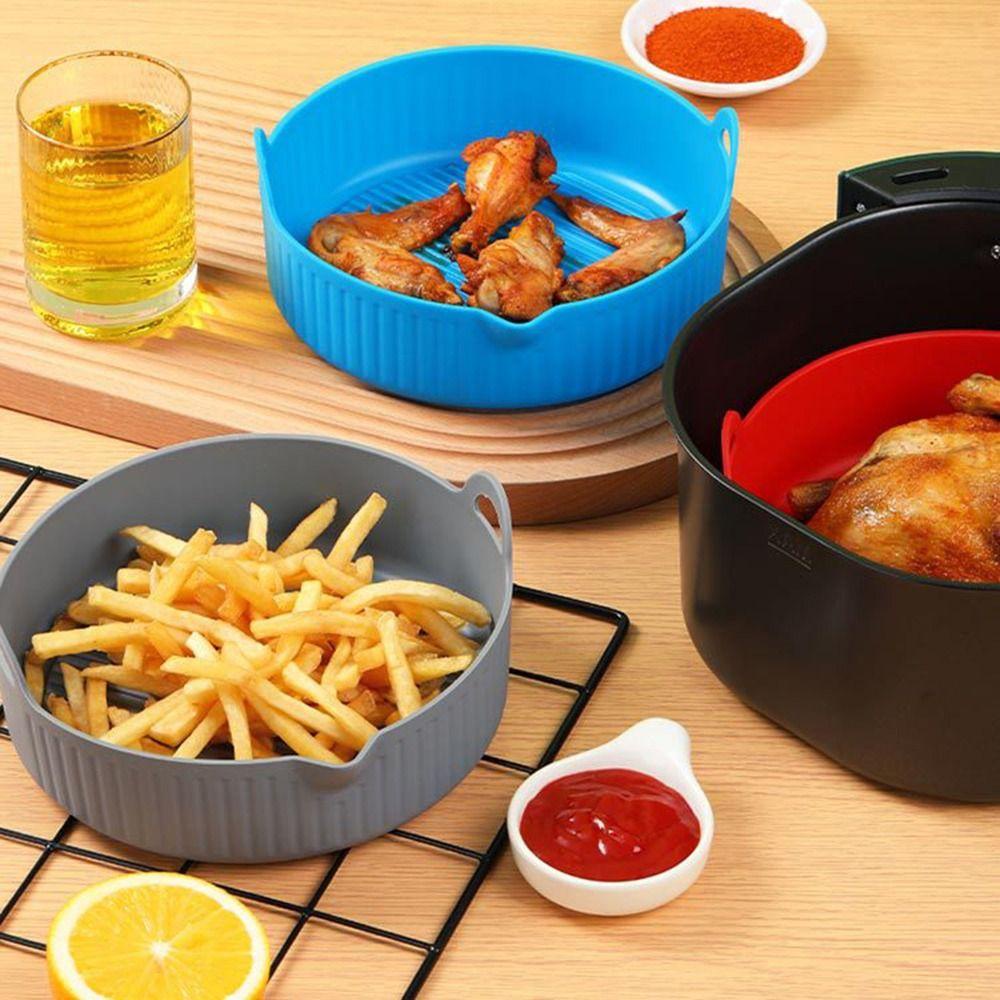 Preva Menebal Bulat Silikon Panci Lembut Masak Pizza Piring AirFryer Aksesoris Baking Basket