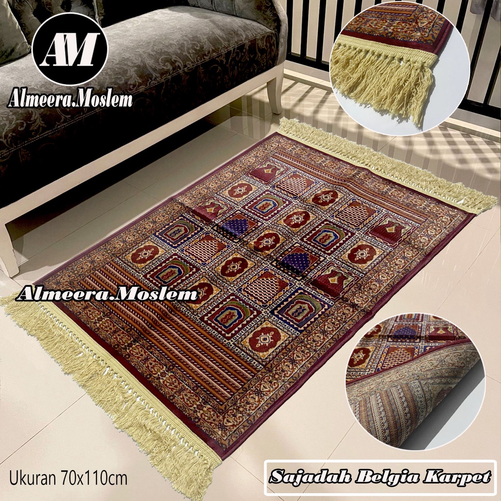 Terbaru Sajadah Mada Karpet Tebal 3mm Rumbai Kuncir Ukuran Dewasa Bahan Halus Ukuran 70x110cm Perlengkapan Sholat Super Premium Almeera.Moslem