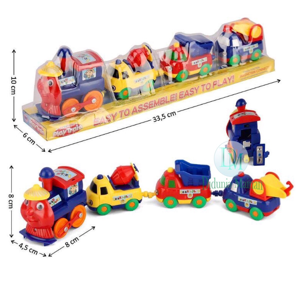 Mainan kereta api magnet mobil konstruksi set play train magnetic