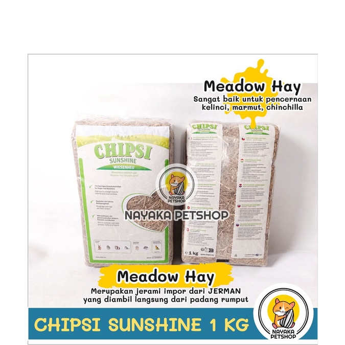 Chipsi Sunshine Compact 1 kg Meadow Hay Rumput Kering Makanan Kelinci Rabbit Pakan Chinchilla Cemilan Marmut Food Grass Guinea Pig