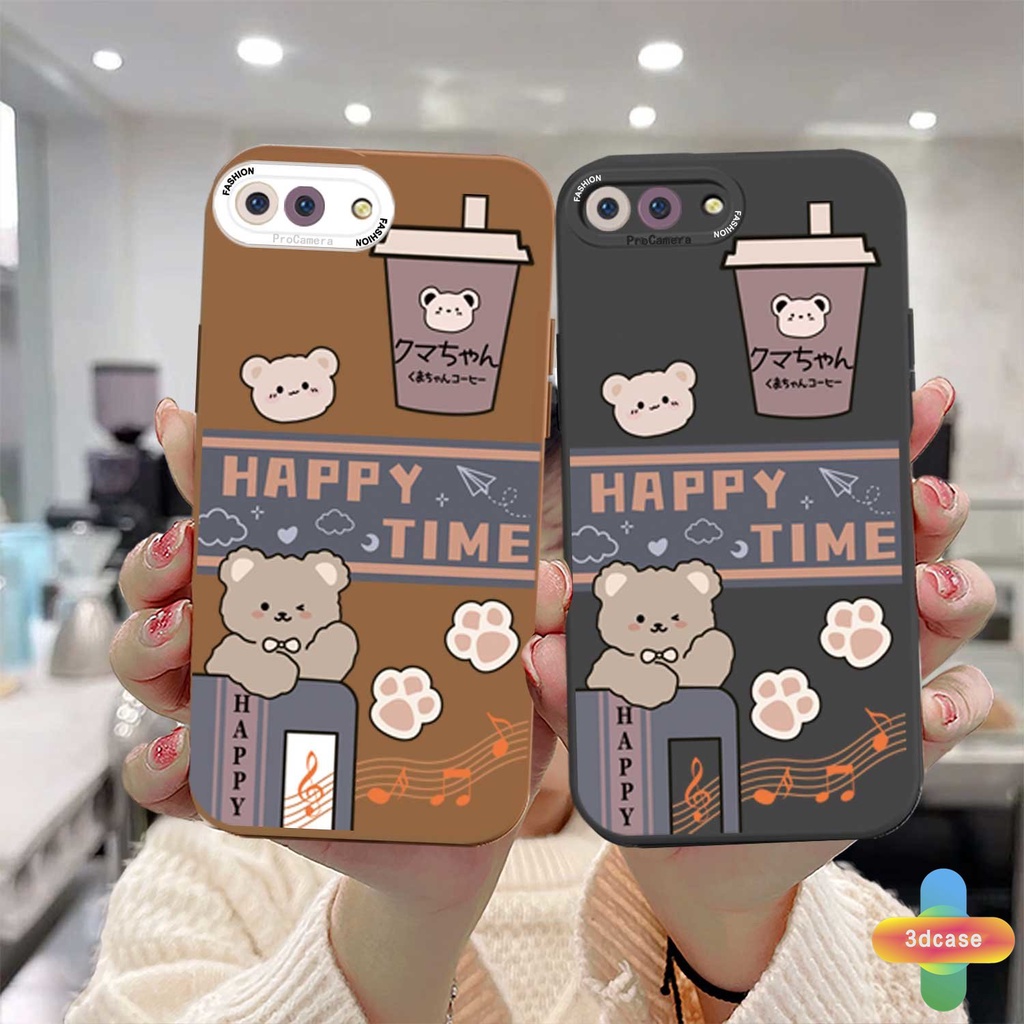 Casing OPPO A15 A54 A5S A3S A16 A95 A7 A5 A9 A31 A53 2020 A12 A1K A16K A54S Reno 4 5F 4F A74 A15S A52 A11K A92 A35 A11 A93 A32 A72 A94 A53S F17 PRO A16S A12S Motif Beruang Penutup Teh