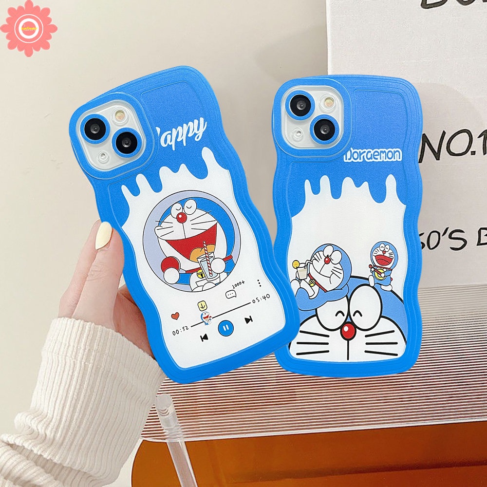 Cartoon Cute Doreamon Milk Tea Case Realme 10 C15 C25s C21Y C35 C12 C3 C25Y C20 C11 2020 C25 Case Realme 9i 5i 6i 5 C11 2021 5s C1 Wavy Edge Soft TPU Shockproof Back Full Cover