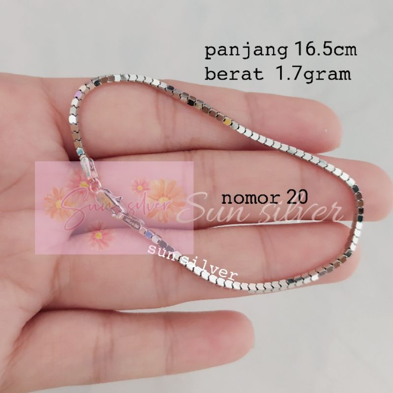 GELANG TANGAN MILANO KACA PERAK ASLI 925 LAPIS MAS PUTIH gelang 20