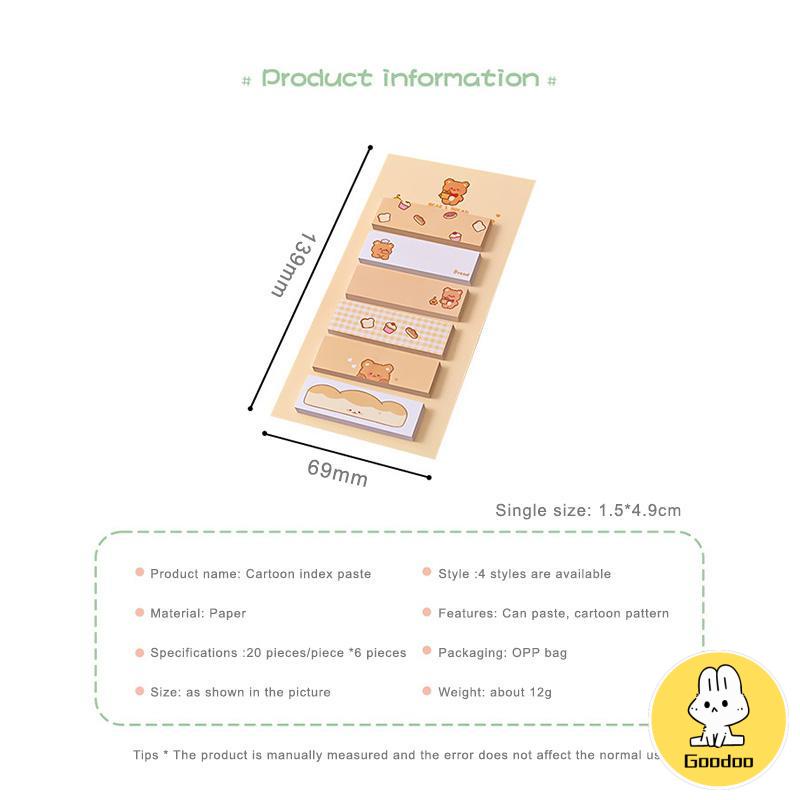 120 Lembar Sticky Note Multifungsi Motif Kartun Untuk Kantor/Memo Pembatas Index Label -doo