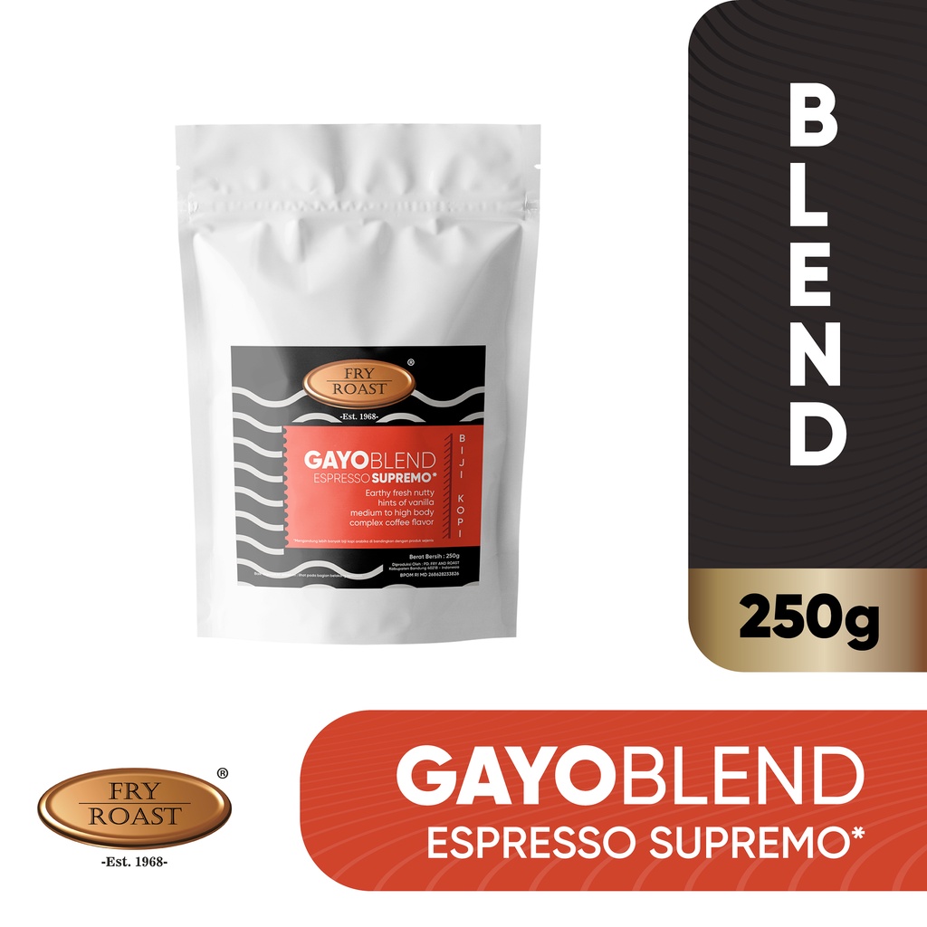 

KOPI GAYO BLEND ESPRESSO SUPREMO 250 GRAM BIJI/BUBUK