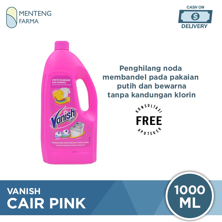 Vanish Cair Pink 1 L - Penghilang Noda Pakaian Putih dan Bewarna