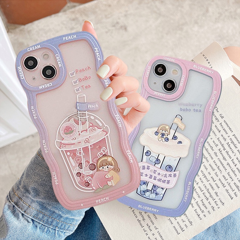 Casing Soft Case Vivo Y36 Y22S V25E V25 V20 V21 V23E Y22 Y75 Y55 T1 Y11 Y15 Y33S Y12 Y20 Y21 Y17 Y20i Y12s Y21T Y12i Gadis Manis Milk Tea Sparkling Water Shockproof Soft TPU Cover