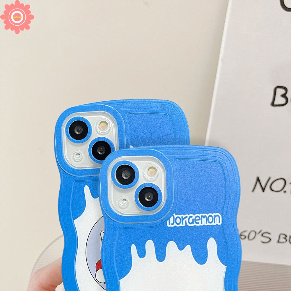 Cartoon Cute Doreamon Milk Tea Case Realme 10 C15 C25s C21Y C35 C12 C3 C25Y C20 C11 2020 C25 Case Realme 9i 5i 6i 5 C11 2021 5s C1 Wavy Edge Soft TPU Shockproof Back Full Cover