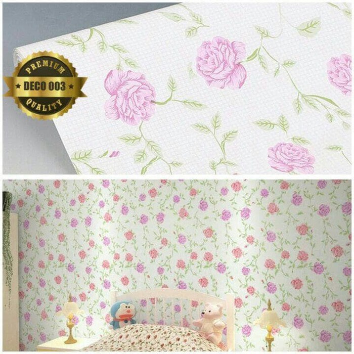 WALLPAPER STICKER DINDING GH PREMIUM QUALITY SHABBY CHIC (BUNGA BUNGA) BISA COD