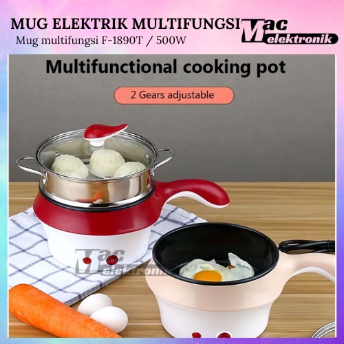 PANCI MUG ELEKTRIK MULTIFUNGSI  REBUS, TUMIS, KUKUS, GORENG 0.8 LITER stainless steel