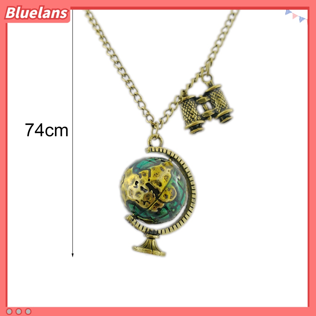 Bluelans Vintage Creative Alloy Rotatable Globe Binoculars Necklace Sweater Chain for Women